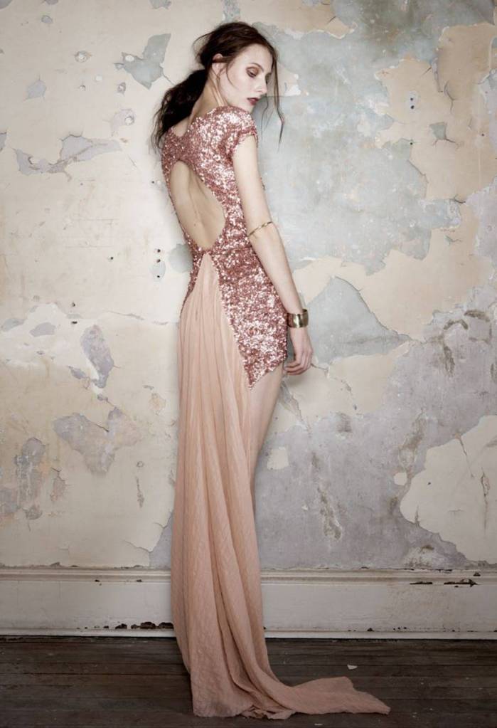 aje rose gold dress | velvet birdie
